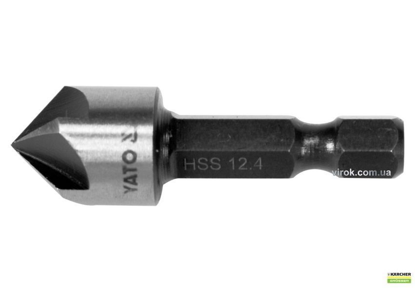 YATO HEX- 1/4" 12.4 x 40 мм HSS Зенківка конічна по металу  YT-44724 фото