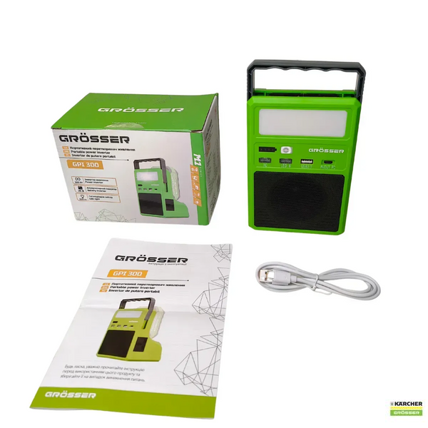 Портативний перетворювач живлення + bluetooth-колонка Grosser GPI 300 G106 фото